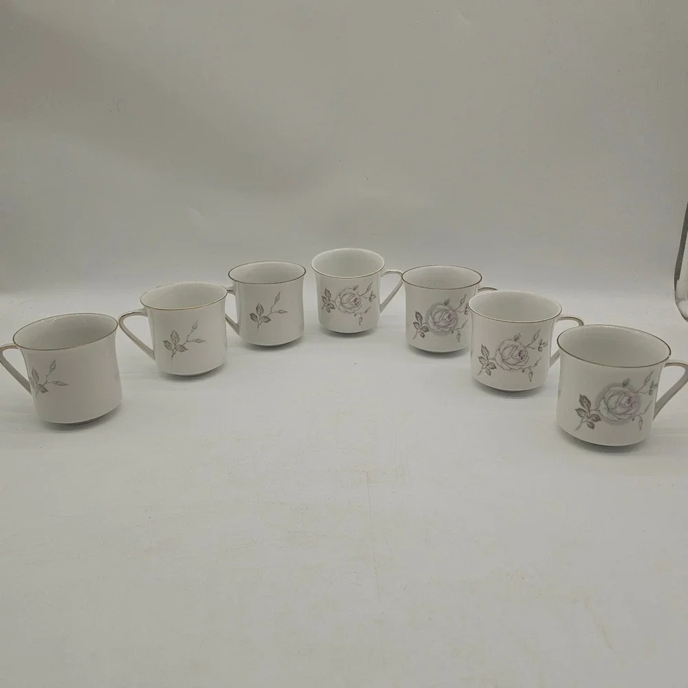 7 Johann Haviland Coffee Tea Cup Bavaria Germany Sweetheart Rose *Read